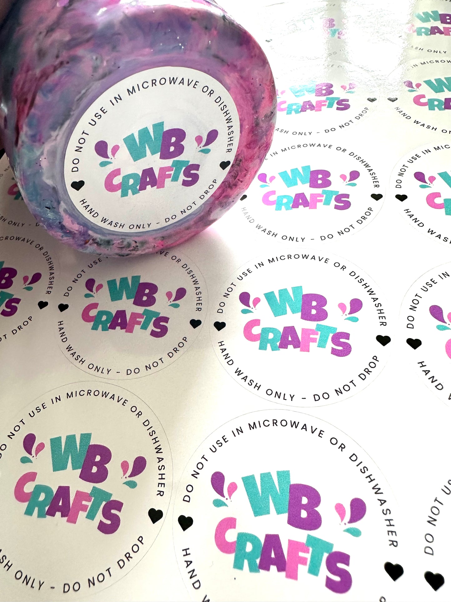 White Tumbler Base - Care Stickers