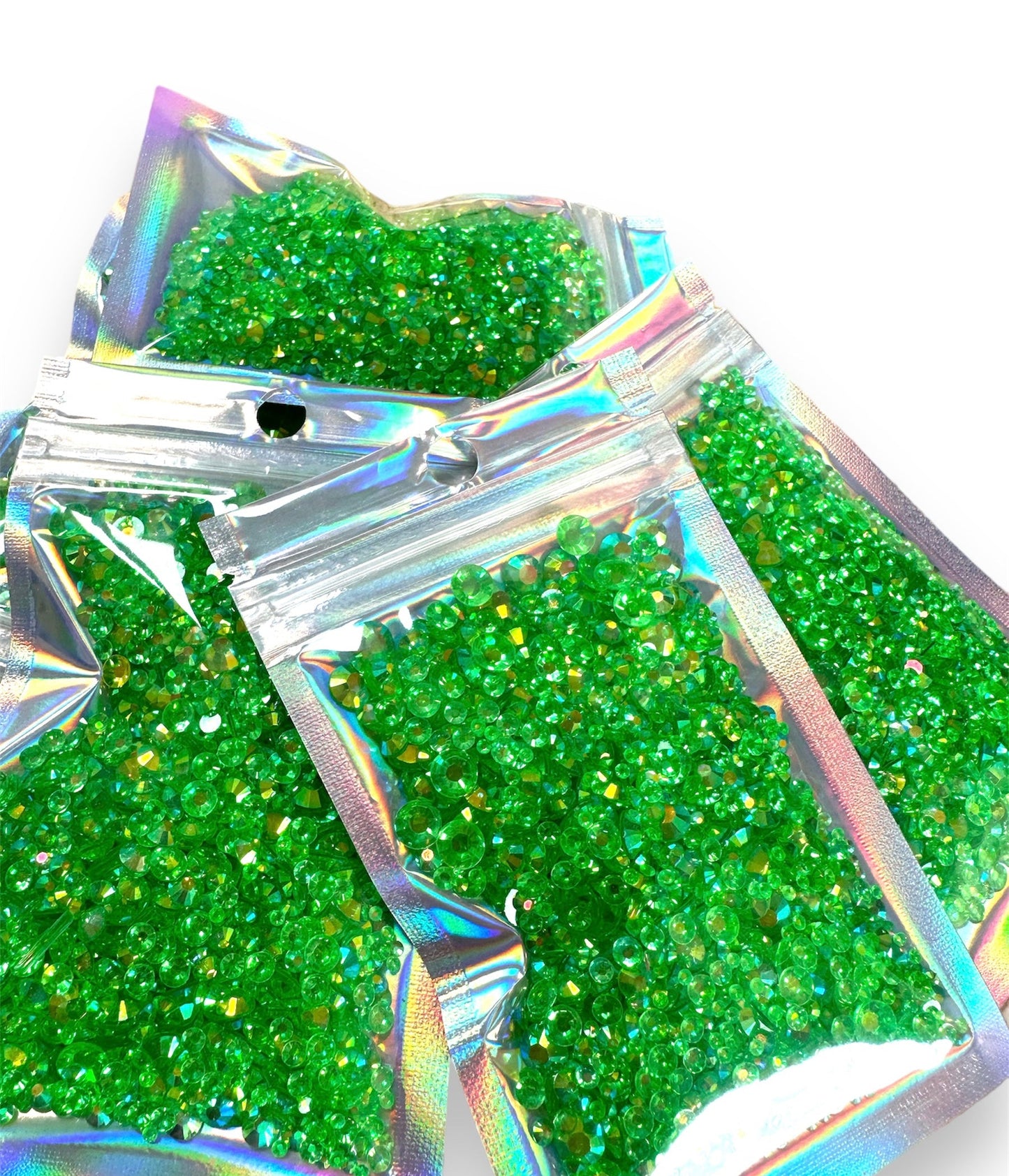 AB Rhinestones Bright Green - Mixed bag Size