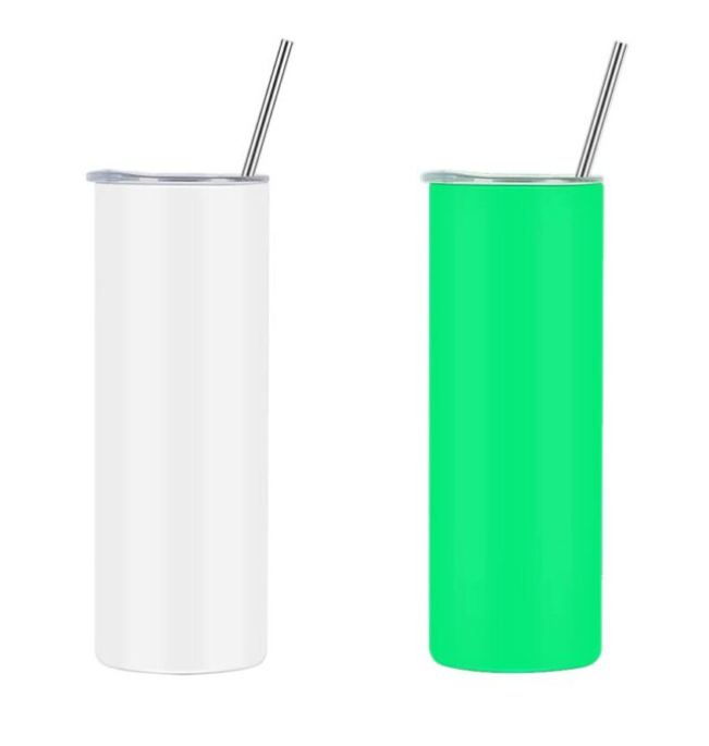 20oz GLOW IN THE DARK sublimation - Straight Skinny Tumbler Water Bottles