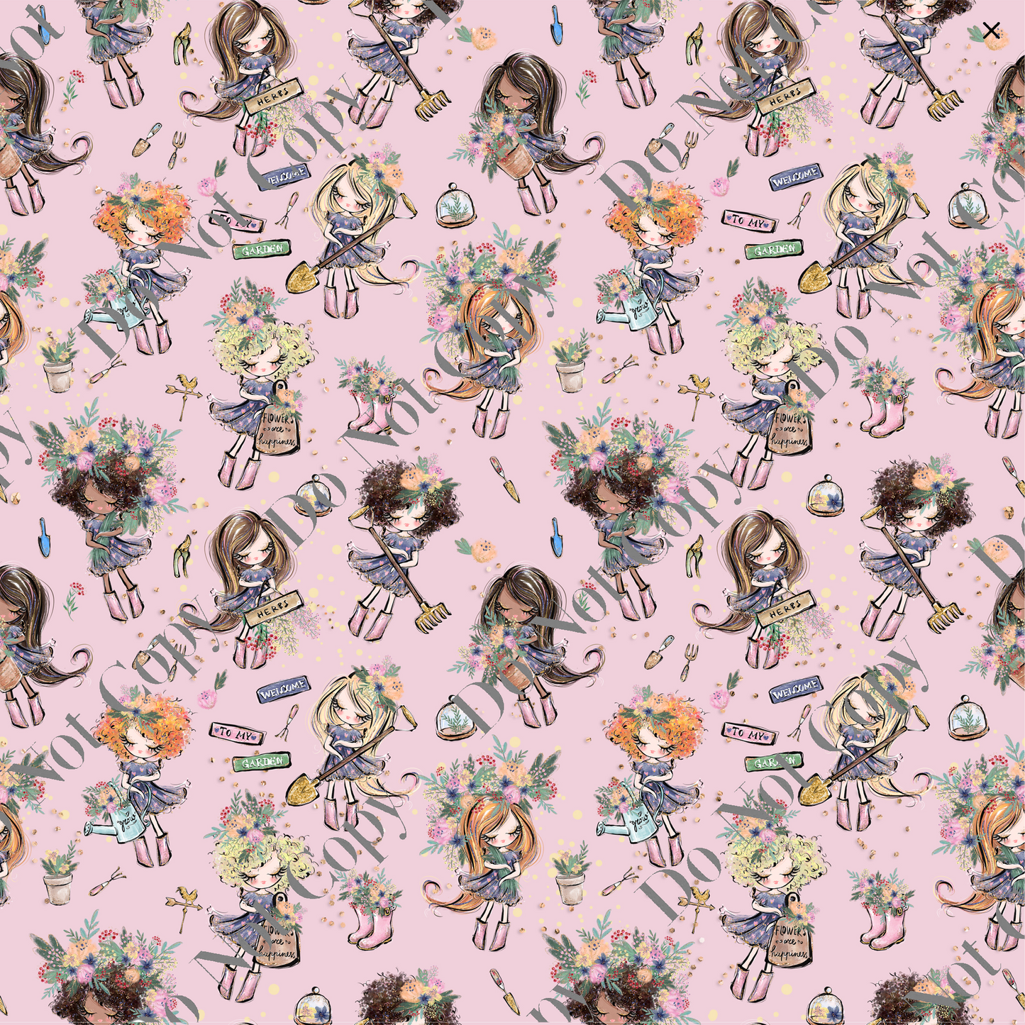 Patterned Vinyl - Gardeners in Pink