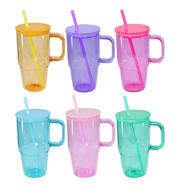 20oz Glass Jelly Tumbler/Mug with handle - Coloured - Sublimation