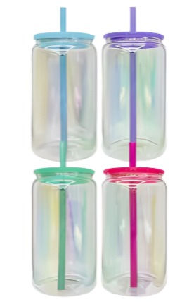 16oz Iridescent Rainbow Glass