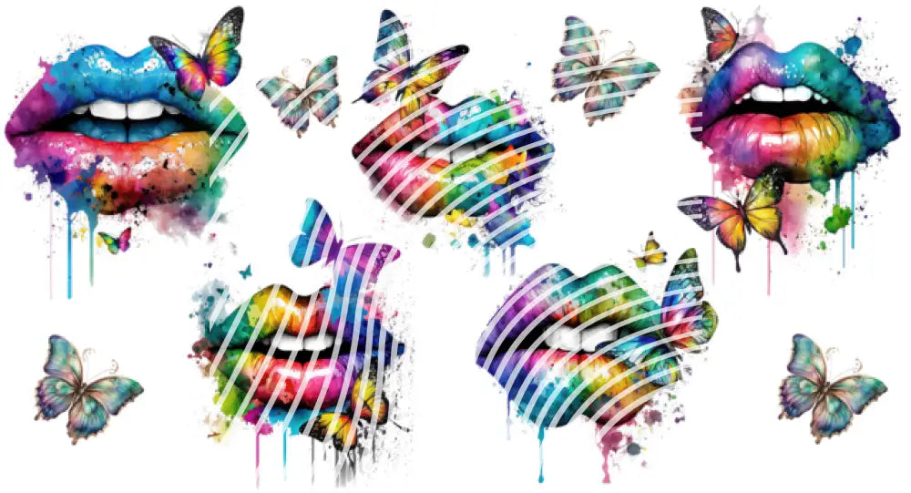 UV DTF Decal Sheets - Colourful Lips