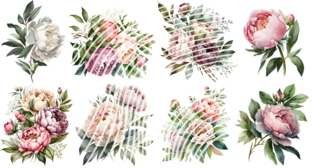 UV DTF Decal Sheets - Peonies