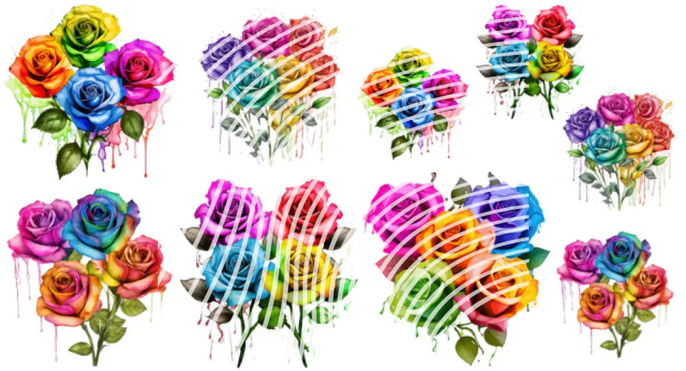 UV DTF Decal Sheets - Primary Roses