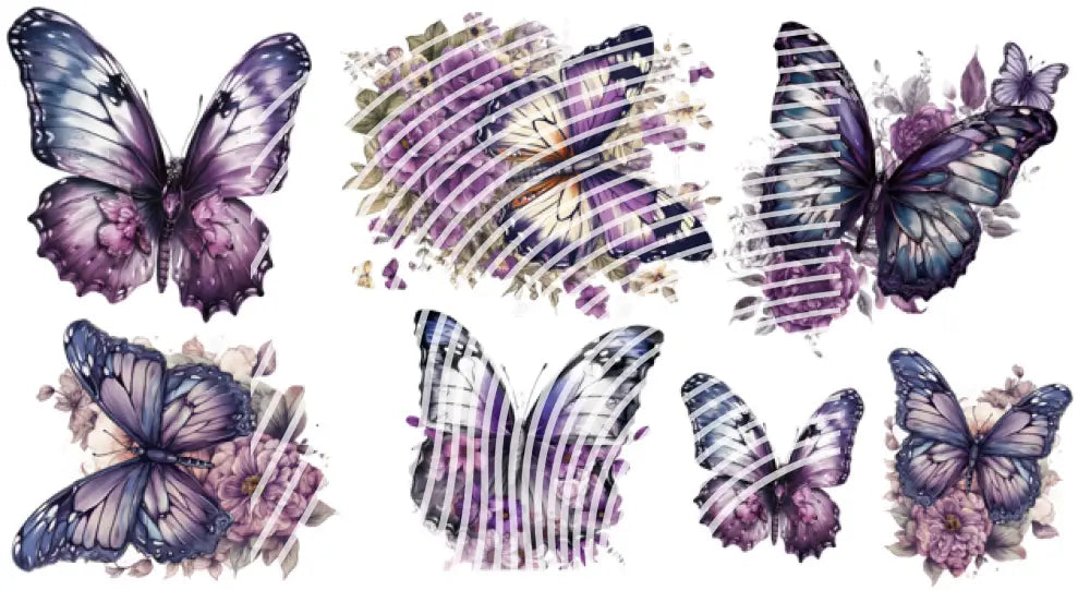 UV DTF Decal Sheets - Purple Butterflies