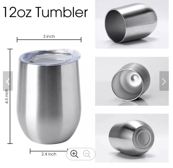 Wine Tumbler 12oz or 15oz - Stainless Steel