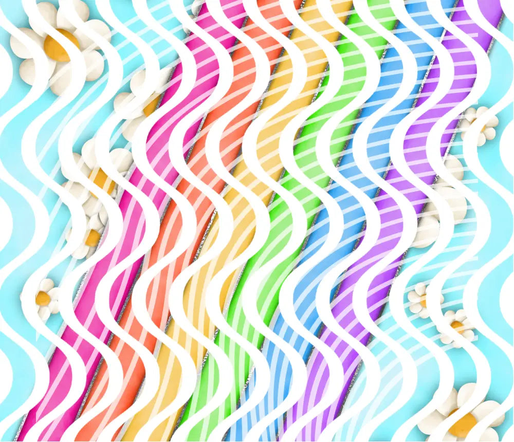 20oz UV DTF Tumbler Template - Dizzy Spells 2 Rainbows & Daisies