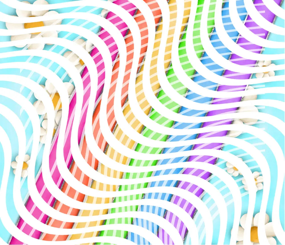 20oz UV DTF Tumbler Template - Dizzy Spells Rainbows & Daisies