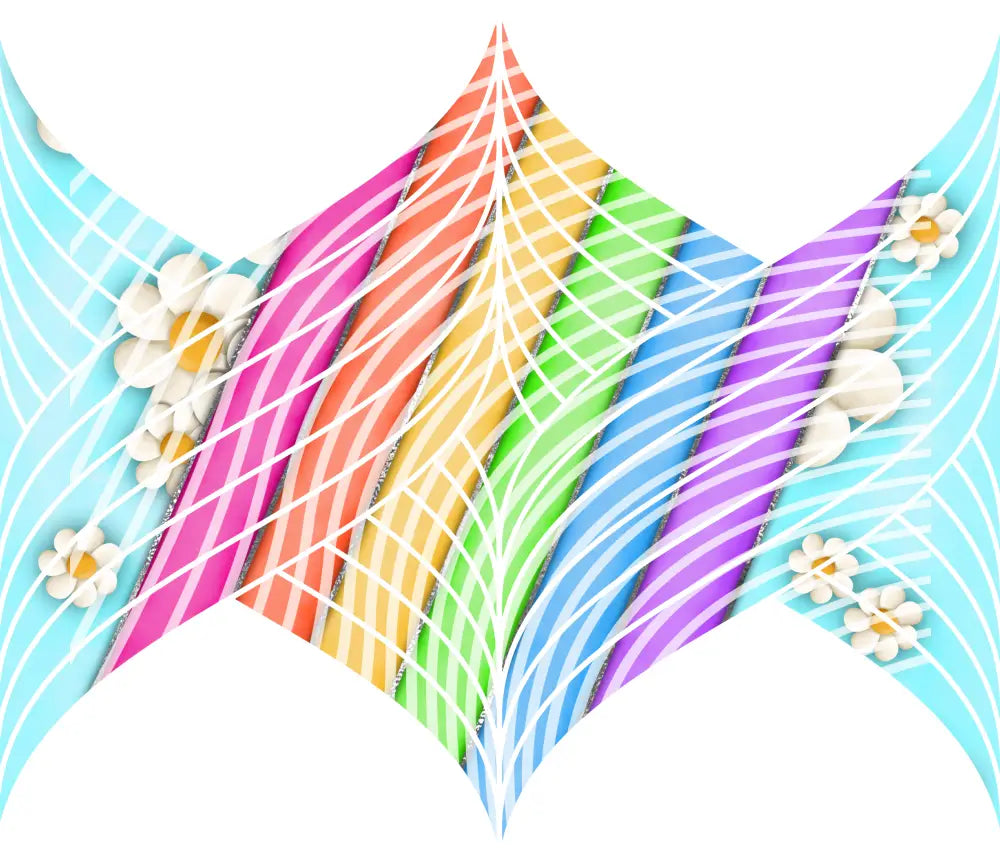 20oz UV DTF Tumbler Template - Mermaids Tail Rainbows & Daisies