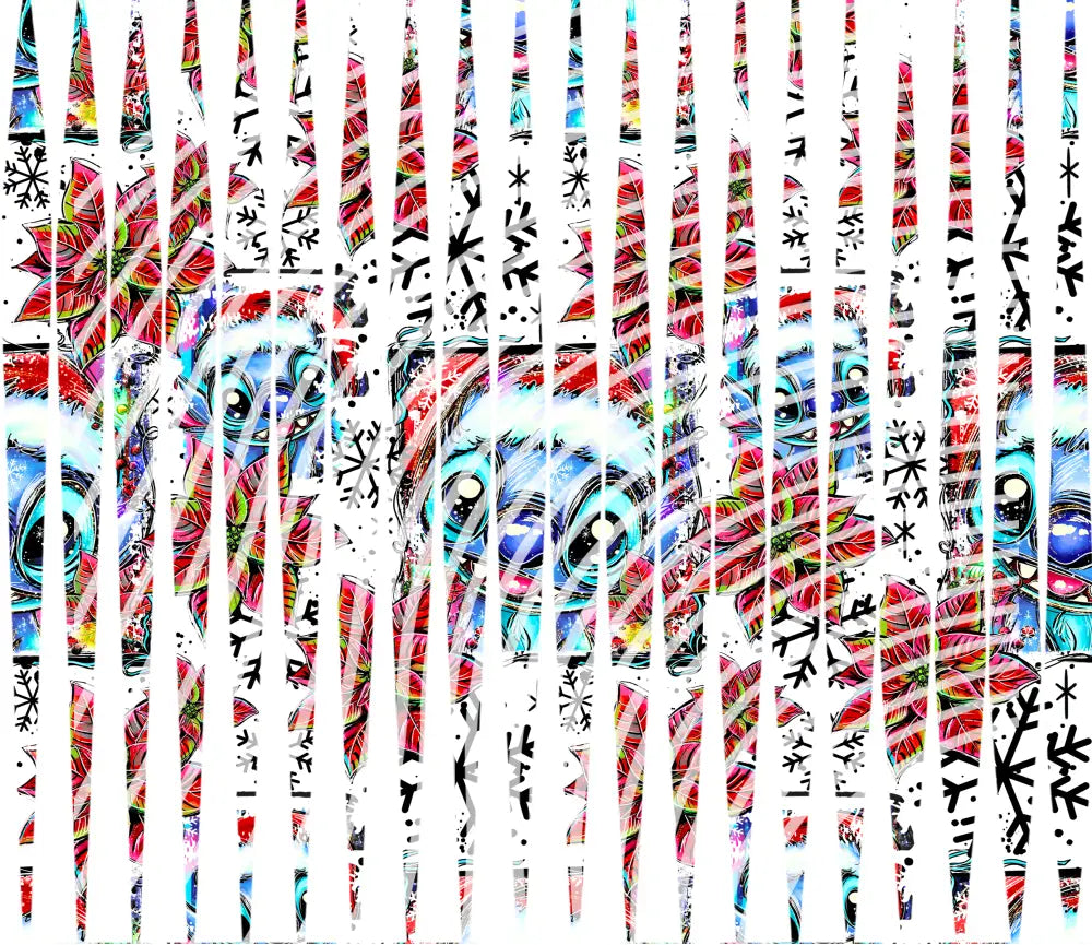 20oz UV DTF Tumbler Template - Mindbender Christmas Blue Alien