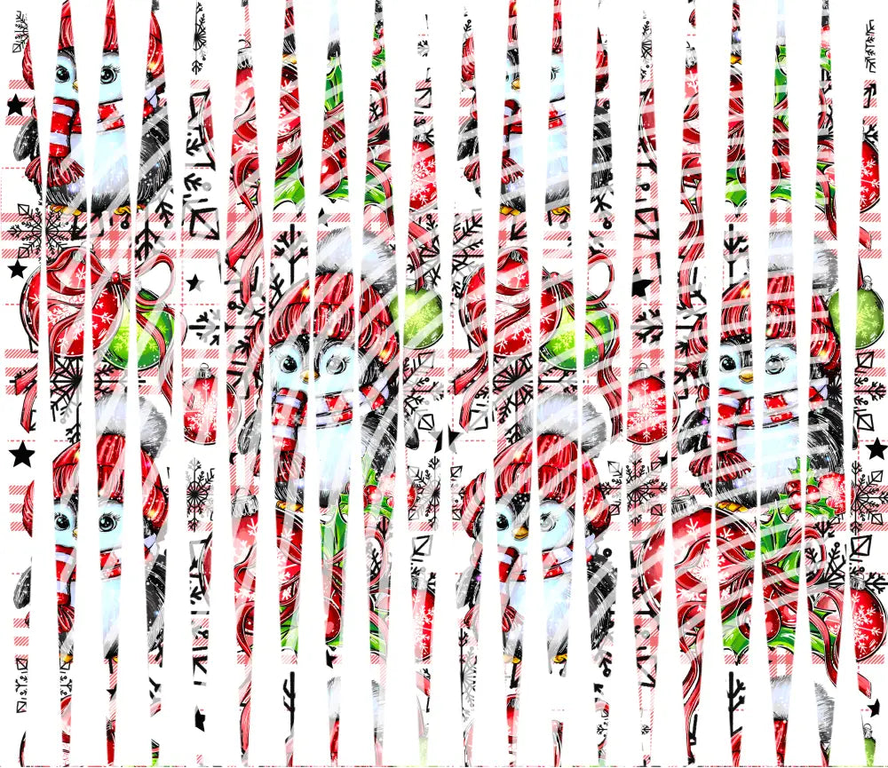 20oz UV DTF Tumbler Template - Mindbender Christmas Penguin