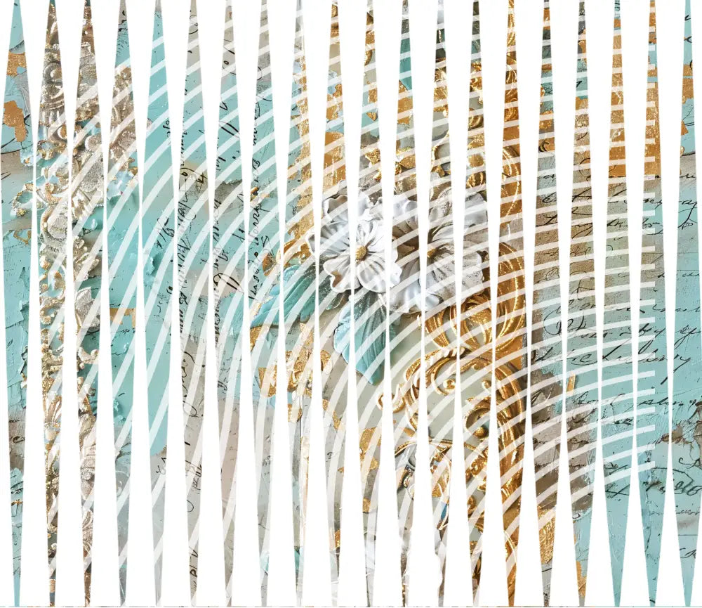 20oz UV DTF Tumbler Template - Mindbender Turquoise Flowers