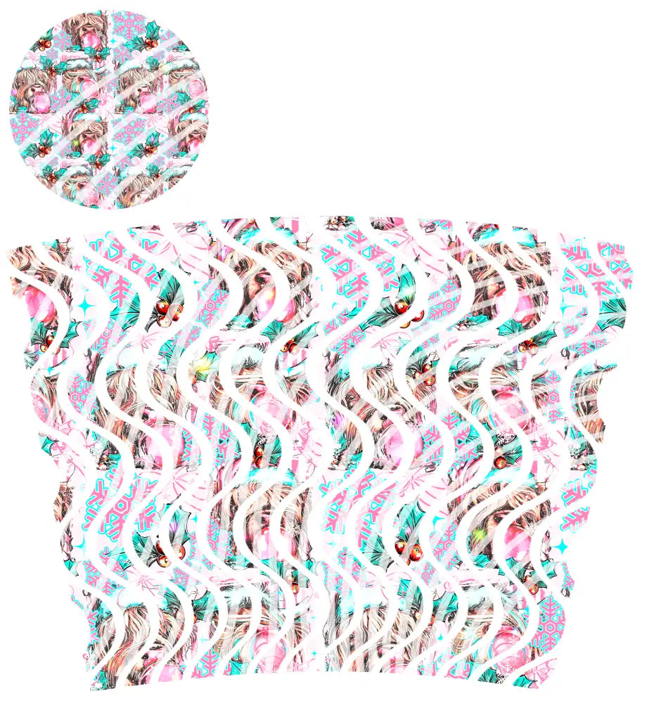 24oz UV DTF Tumbler Template With Lid - Dizzy Spells 2 Bubblegum Cow