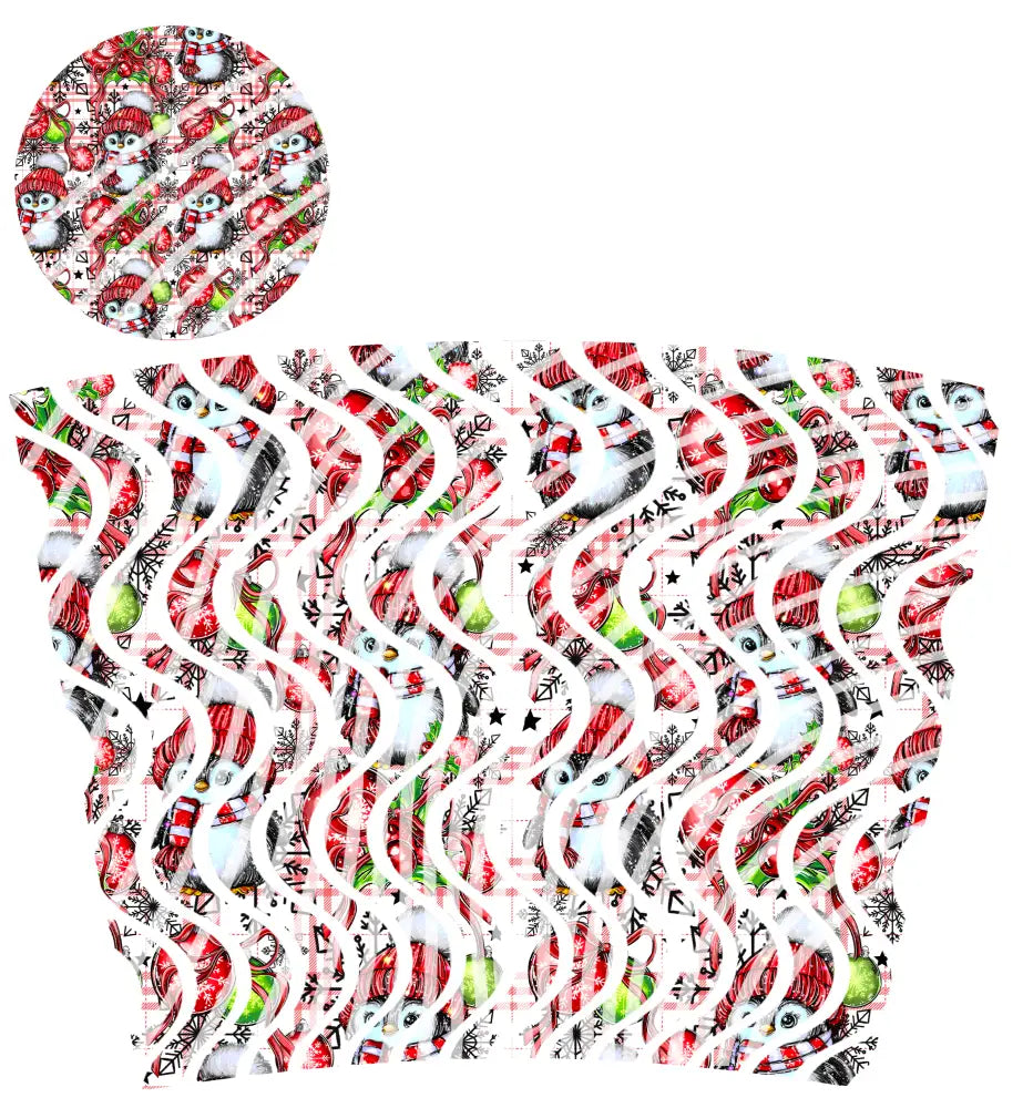 24oz UV DTF Tumbler Template With Lid - Dizzy Spells 2 Christmas Penguin