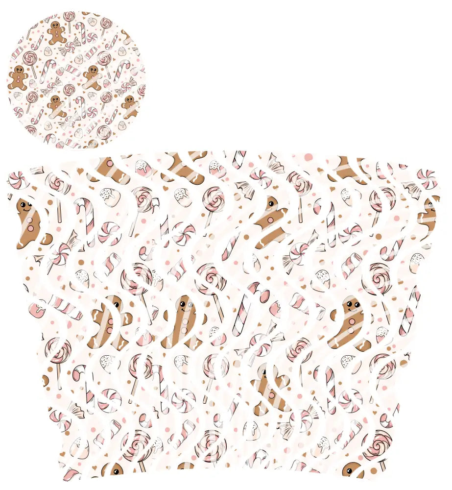 24oz UV DTF Tumbler Template With Lid - Dizzy Spells 2 Gingerbread and Lollipops