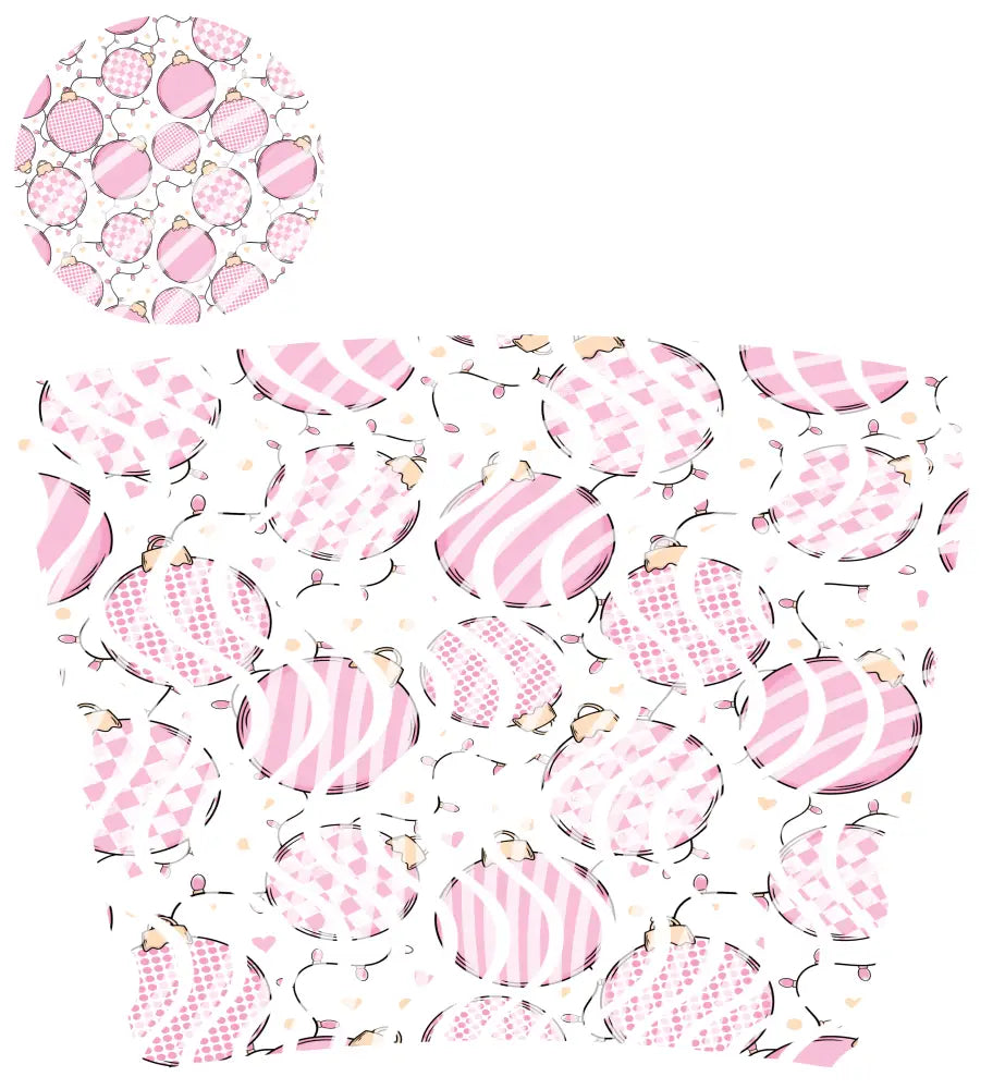 24oz UV DTF Tumbler Template With Lid - Dizzy Spells 2 Pink Baubles