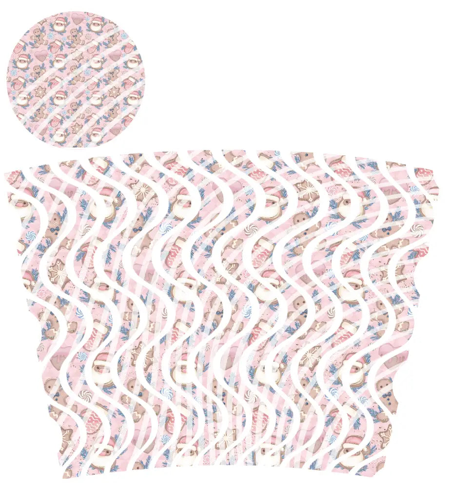 24oz UV DTF Tumbler Template With Lid - Dizzy Spells 2 Pink Santa