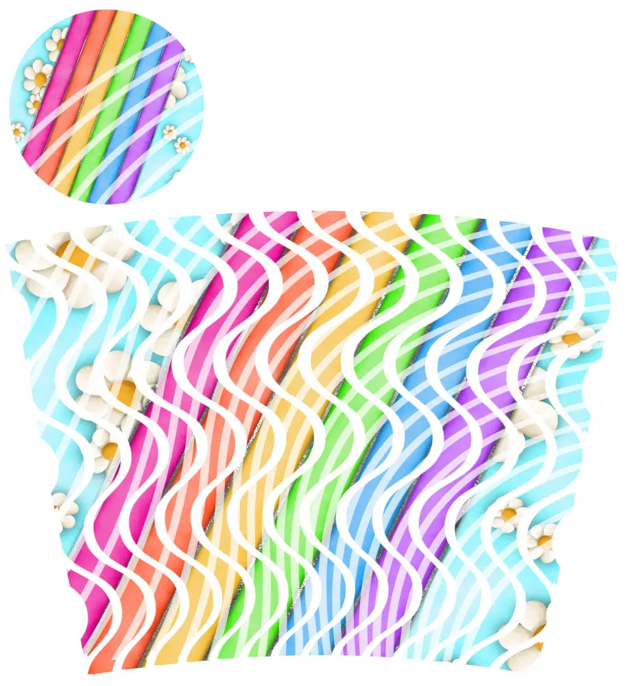 24oz UV DTF Tumbler Template With Lid - Dizzy Spells 2 Rainbows & Daisies