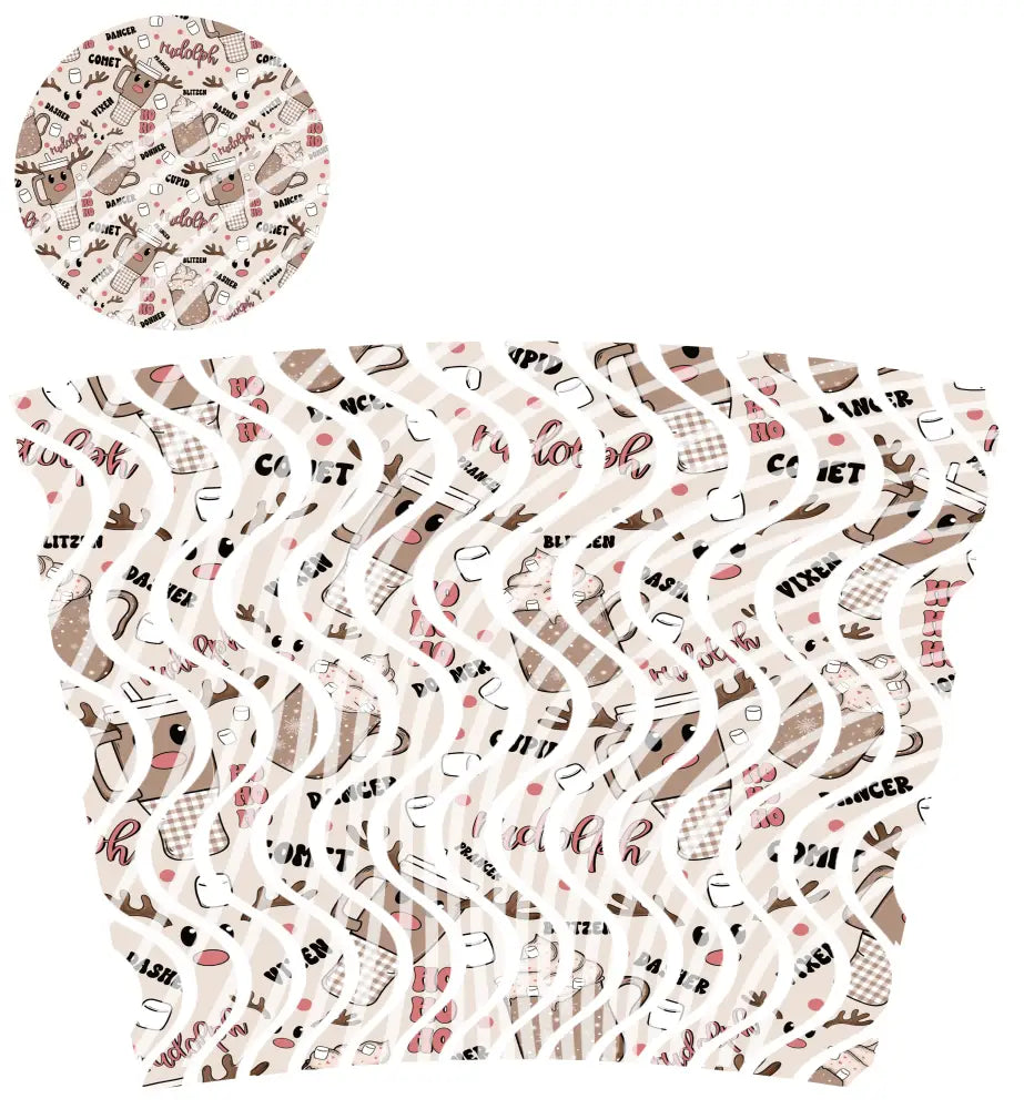 24oz UV DTF Tumbler Template With Lid - Dizzy Spells 2 Reindeer Drinks