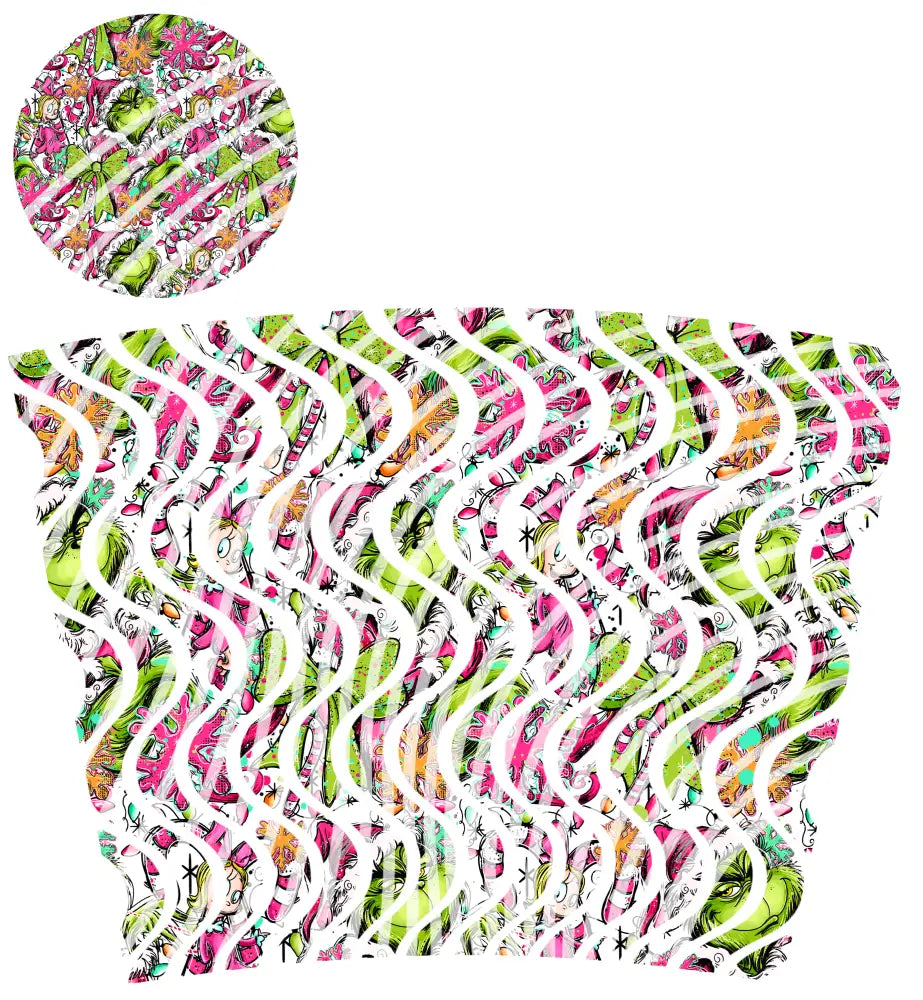 24oz UV DTF Tumbler Template With Lid - Dizzy Spells 2 The Green One