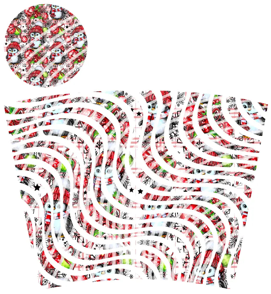 24oz UV DTF Tumbler Template With Lid - Dizzy Spells Christmas Penguin
