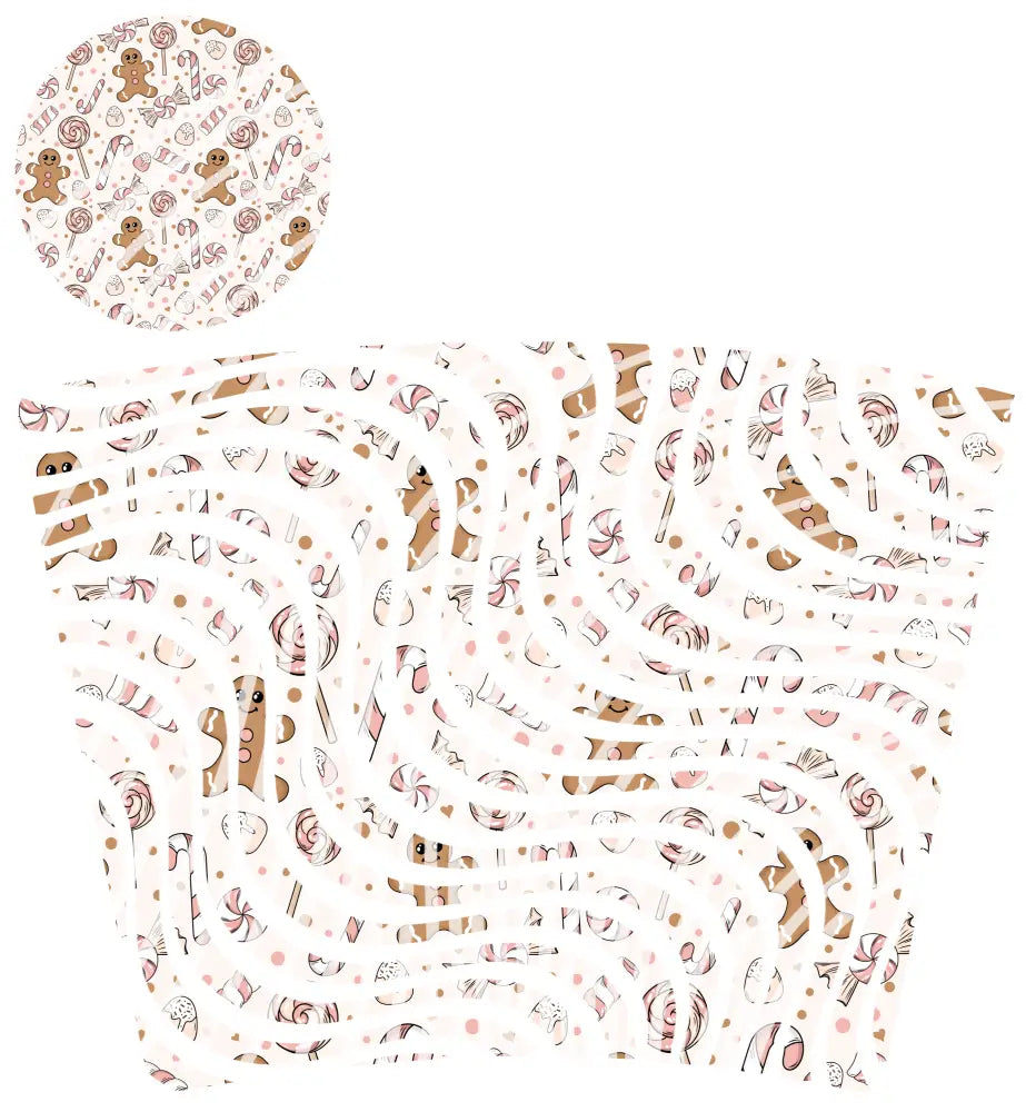 24oz UV DTF Tumbler Template With Lid - Dizzy Spells Gingerbread and Lollipops