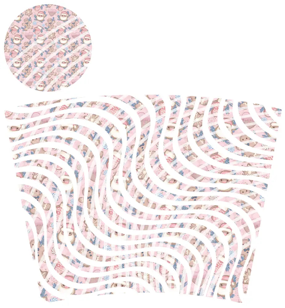 24oz UV DTF Tumbler Template With Lid - Dizzy Spells Pink Santa