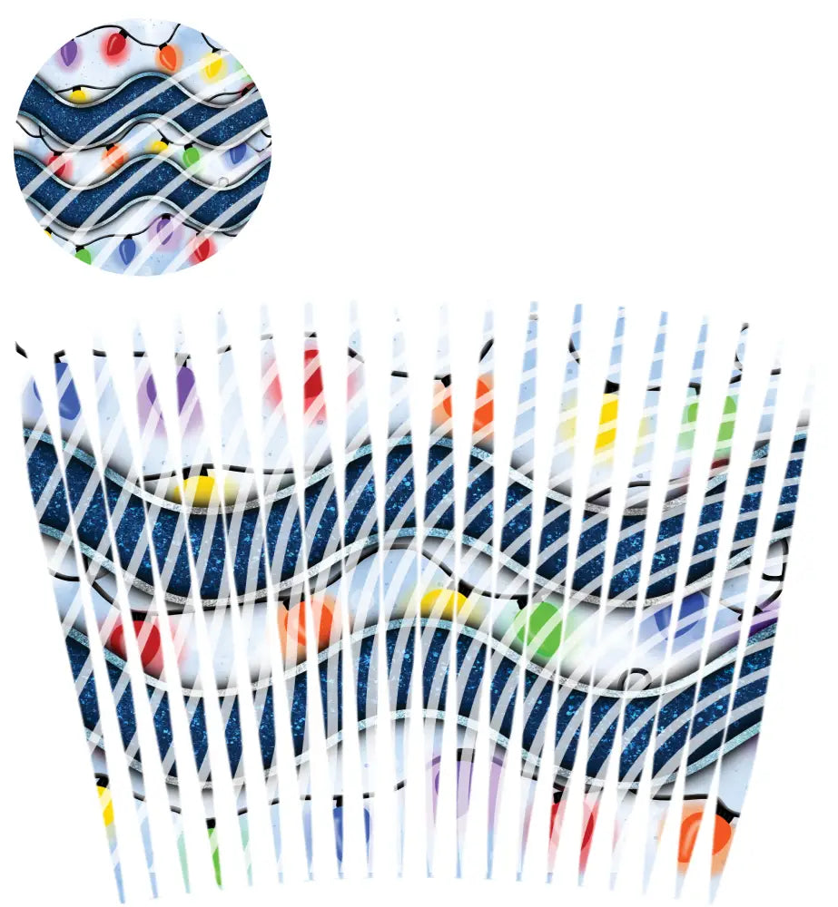 24oz UV DTF Tumbler Template With Lid - Mindbender Christmas Lights