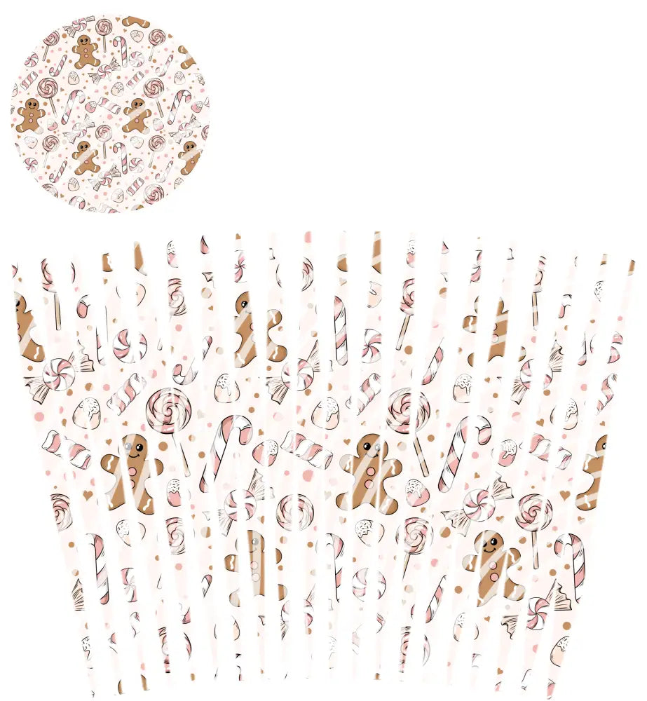 24oz UV DTF Tumbler Template With Lid - Mindbender Gingerbread and Lollipops