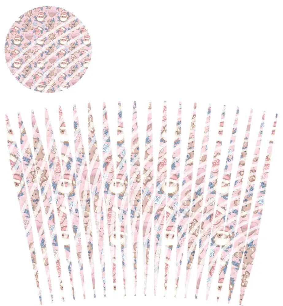 24oz UV DTF Tumbler Template With Lid - Mindbender Pink Santa