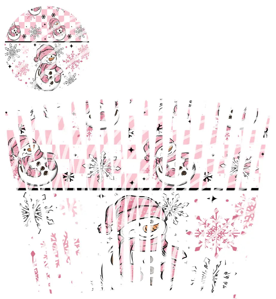 24oz UV DTF Tumbler Template With Lid - Mindbender Snowman