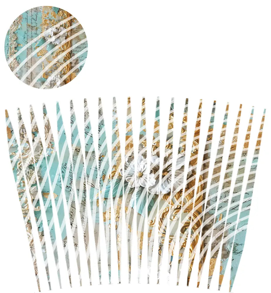 24oz UV DTF Tumbler Template With Lid - Mindbender Turquoise Flowers