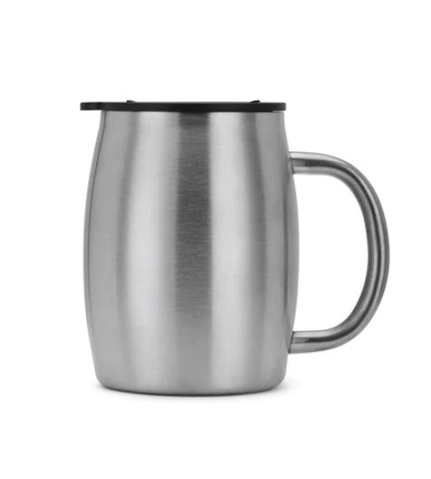 14oz Round Stainless Coffee Cup - with Lid