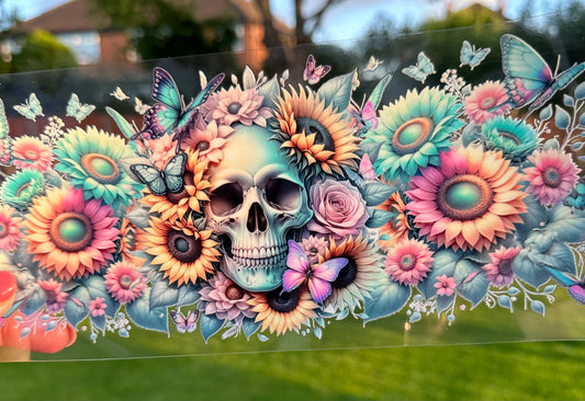 16oz UV Wrap - Skull & Flowers