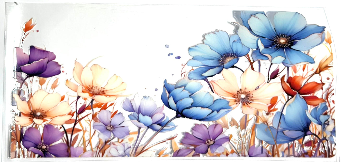 16oz UV Wrap - Blue Flowers