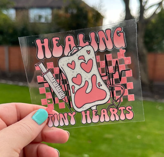 DOUBLE SIDED - UV DTF Decal - Healing Tiny Hearts