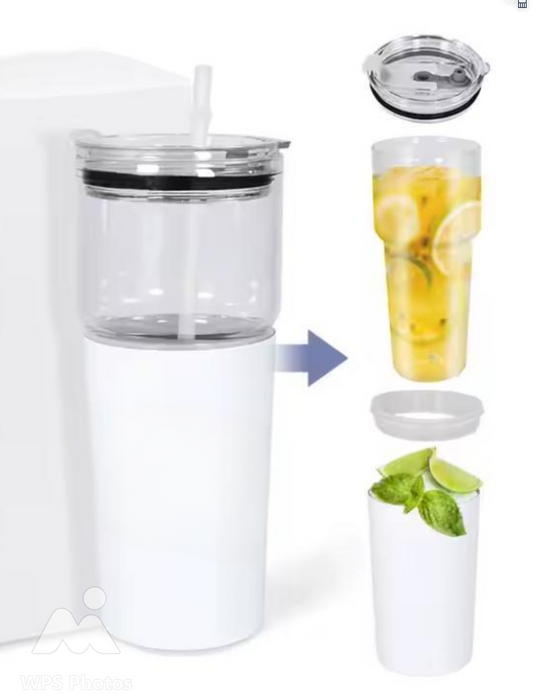 25oz 2in1  Sublimation Glass with detachable 15oz tumbler