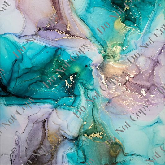 Patterned Vinyl - Alcohol Inks Teal & Lilac