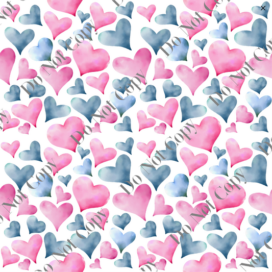 Patterned Vinyl - Pink & Blue hearts