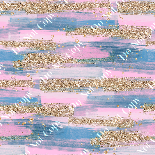 Patterned Vinyl - Blue, Pink & Gold stripes