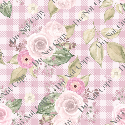 Patterned Vinyl - Floral Pink Plaid