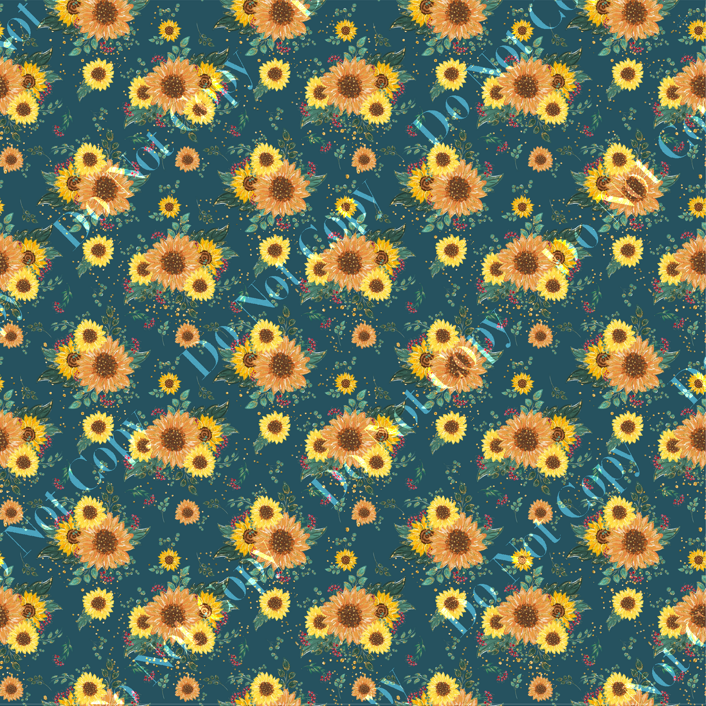 Patterned Vinyl - Blue Sunflowers