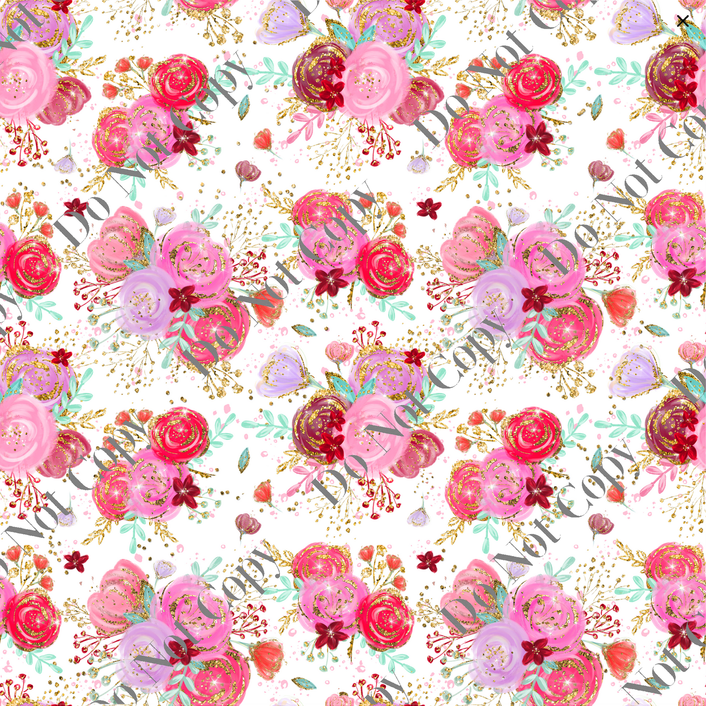 Patterned Vinyl - Pink, Lilac & Red with Gold Floral