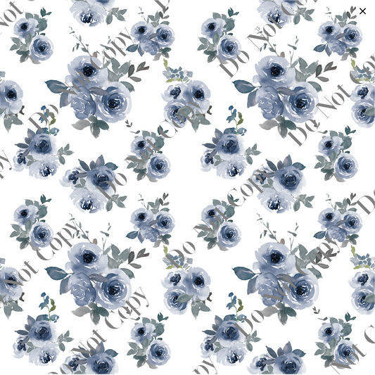 Patterned Vinyl - Blue, Grey Floral