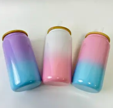 16oz Shimmer Glass Beer Cans - Ombre Effect