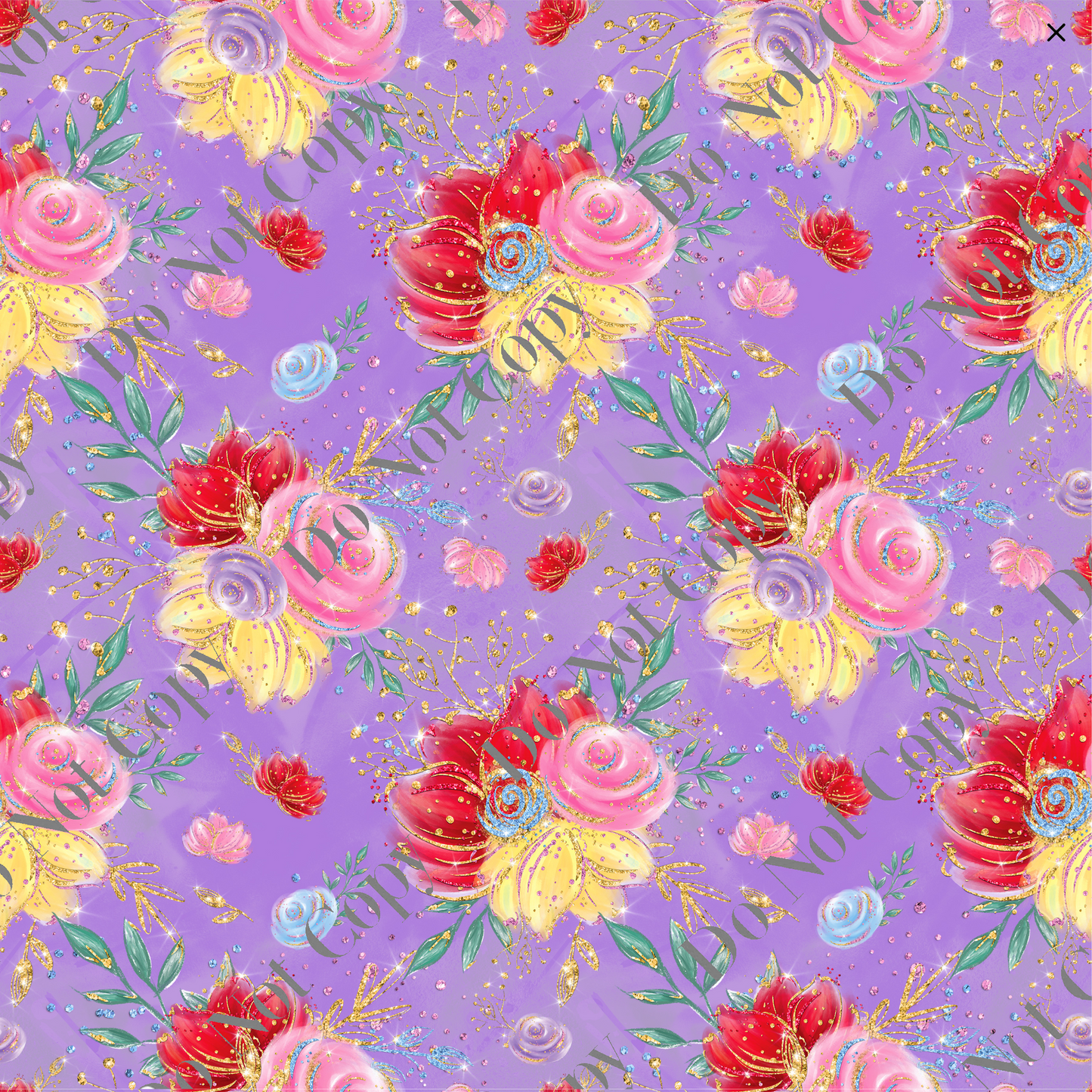 Patterned Vinyl - Red, Pink & Yellow Floral (purple)