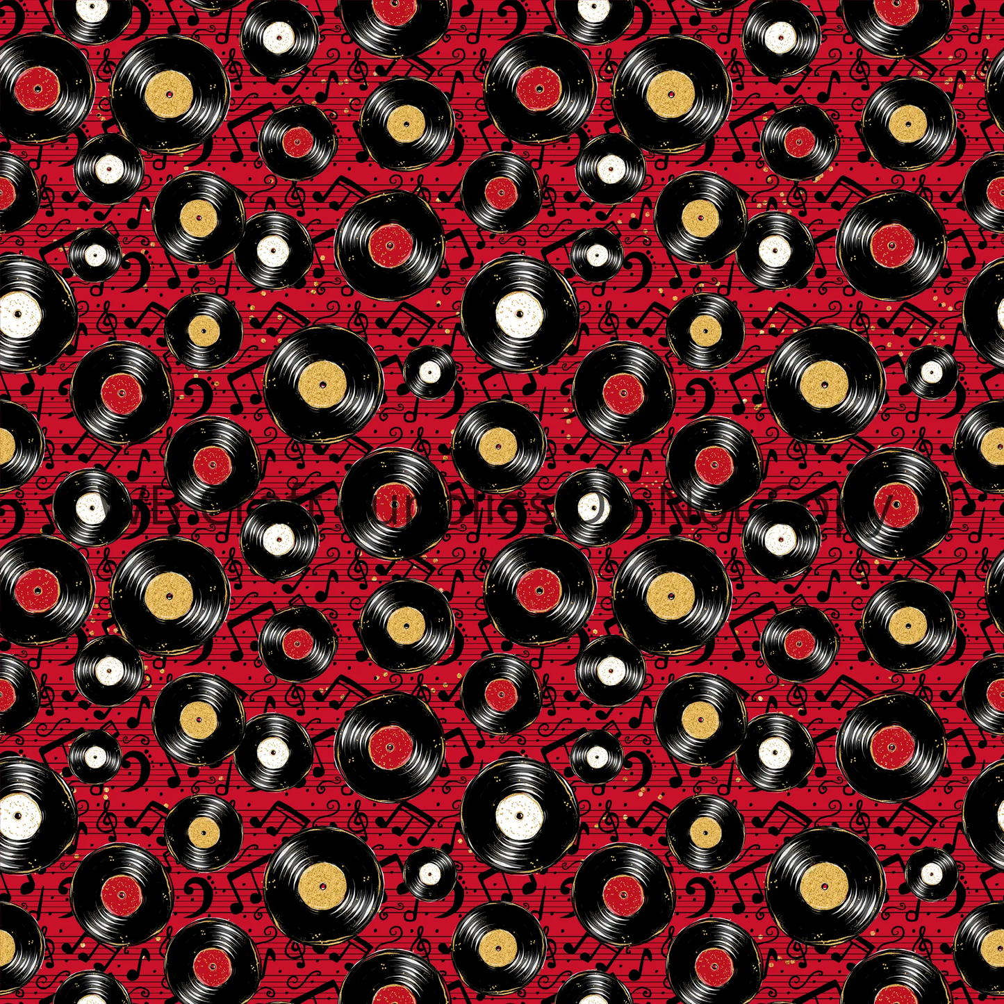 Patterned Vinyl - Records everywhere! (red)