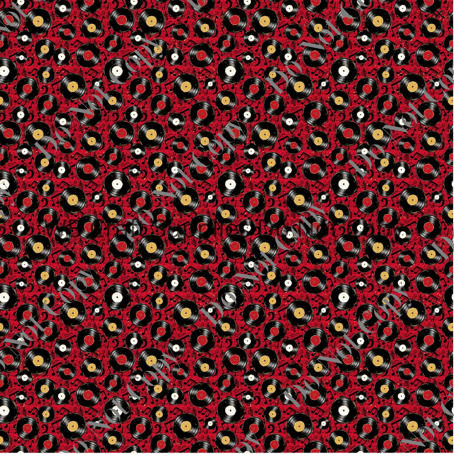 Patterned Vinyl - Records everywhere! (red)