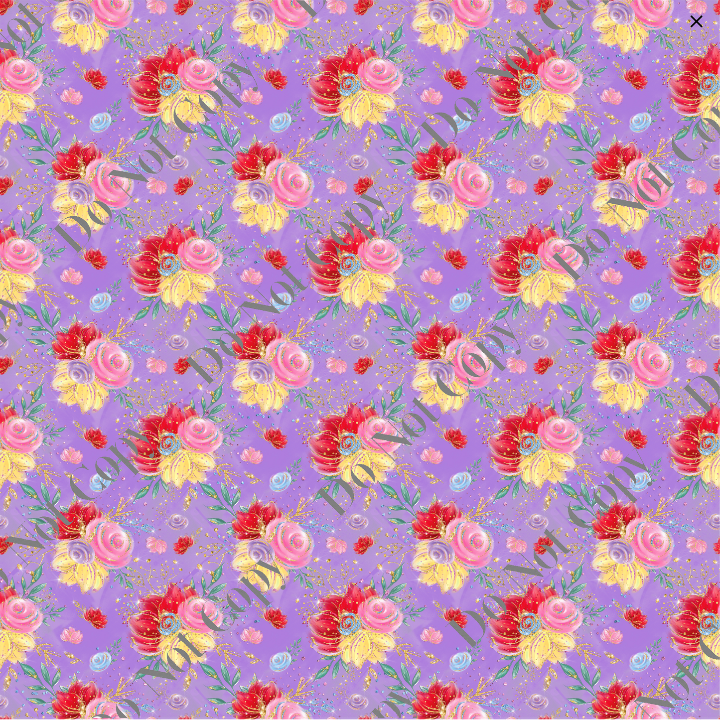 Patterned Vinyl - Red, Pink & Yellow Floral (purple)